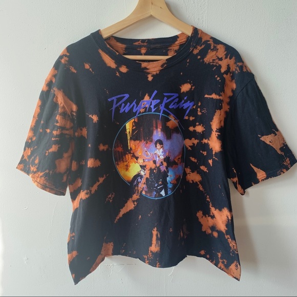 NEW Prince purple rain tie dye bleached t-shirt L